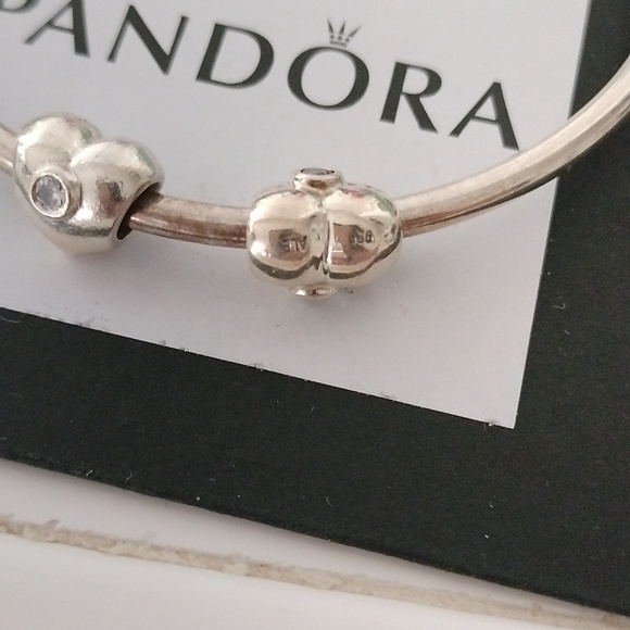 Pandora Heart with Clear CZ Charm 925 ALE 790134CZ, Set of 2 - Picture 2 of 5